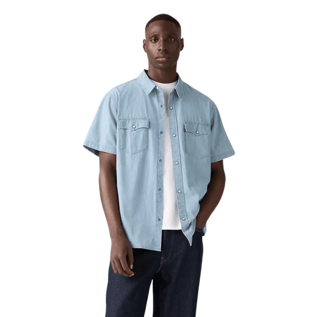 Levi's Short Sleeve Western Shirt New Hyde Chambray Blue