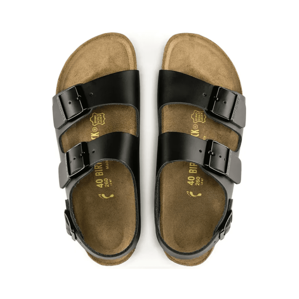 Birkenstock Milano Natural Leather Black Narrow