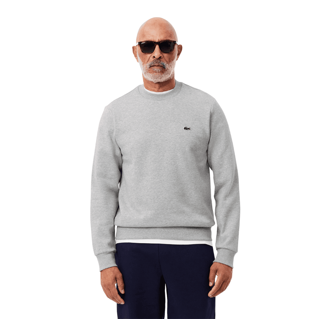 Lacoste Fleece Crew Neck Sweatshirt Silver Chine