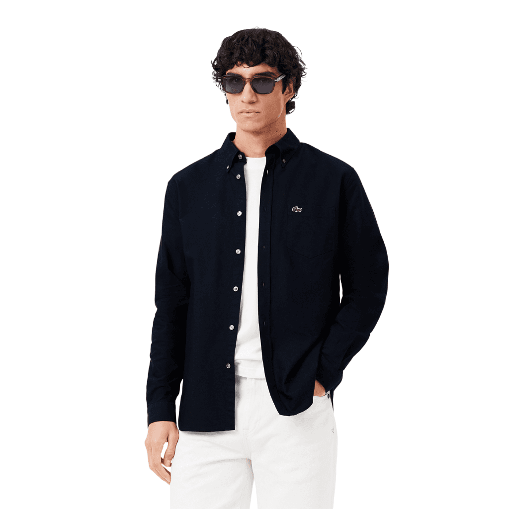 Lacoste Regular Fit Cotton Oxford Shirt Navy Blue