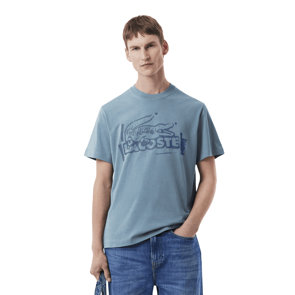 Lacoste Classic Fit Print Jersey T-Shirt Limestone/Falcon