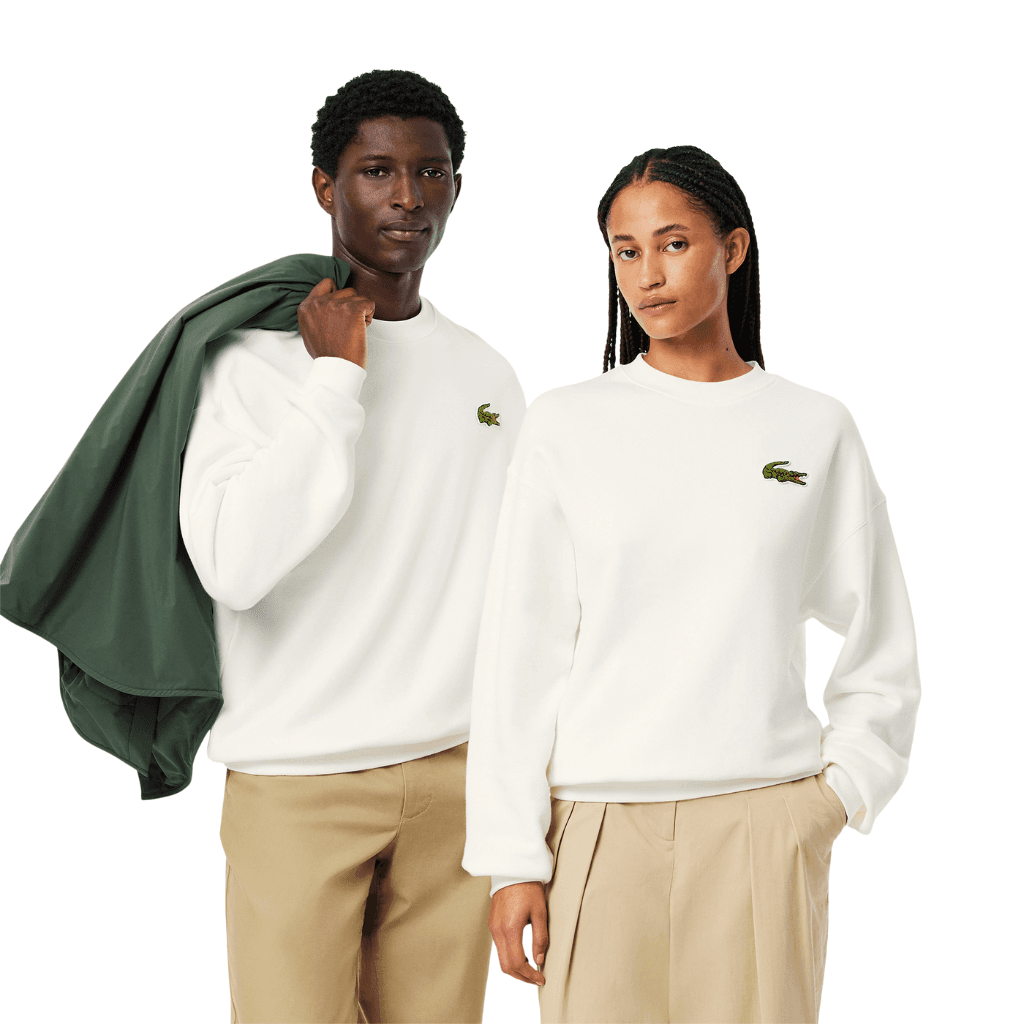 Lacoste Loose Fit Badge Fleece Sweatshirt Flour