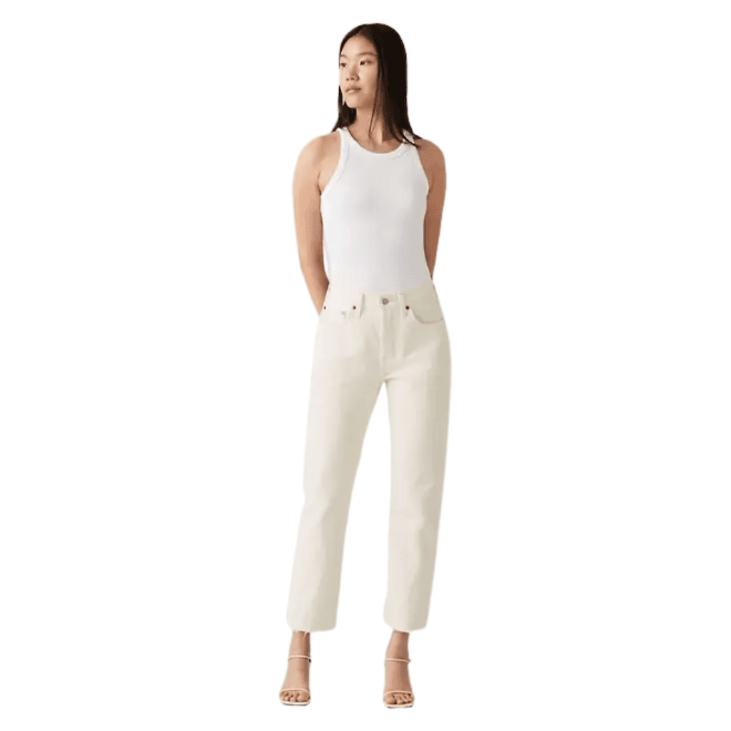 Levi's 501 Crop Jeans Ecru Booper No Damage