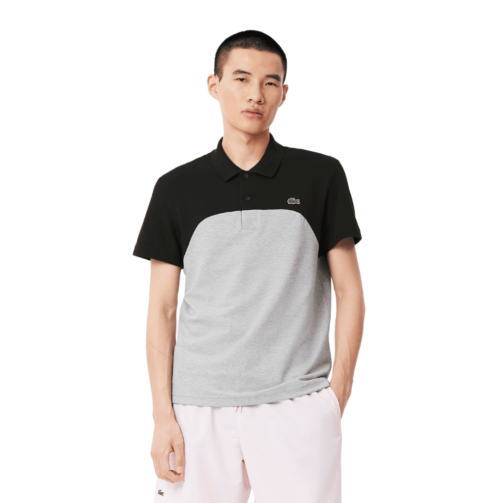 Lacoste L.12.12 Regular Fit Stretch Polo Shirt Silver Chine/Black-Black