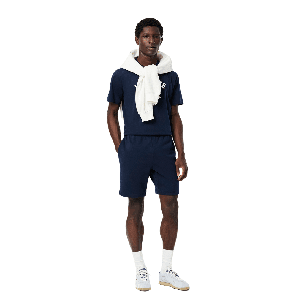 Lacoste Printed Fleece Shorts Navy Blue