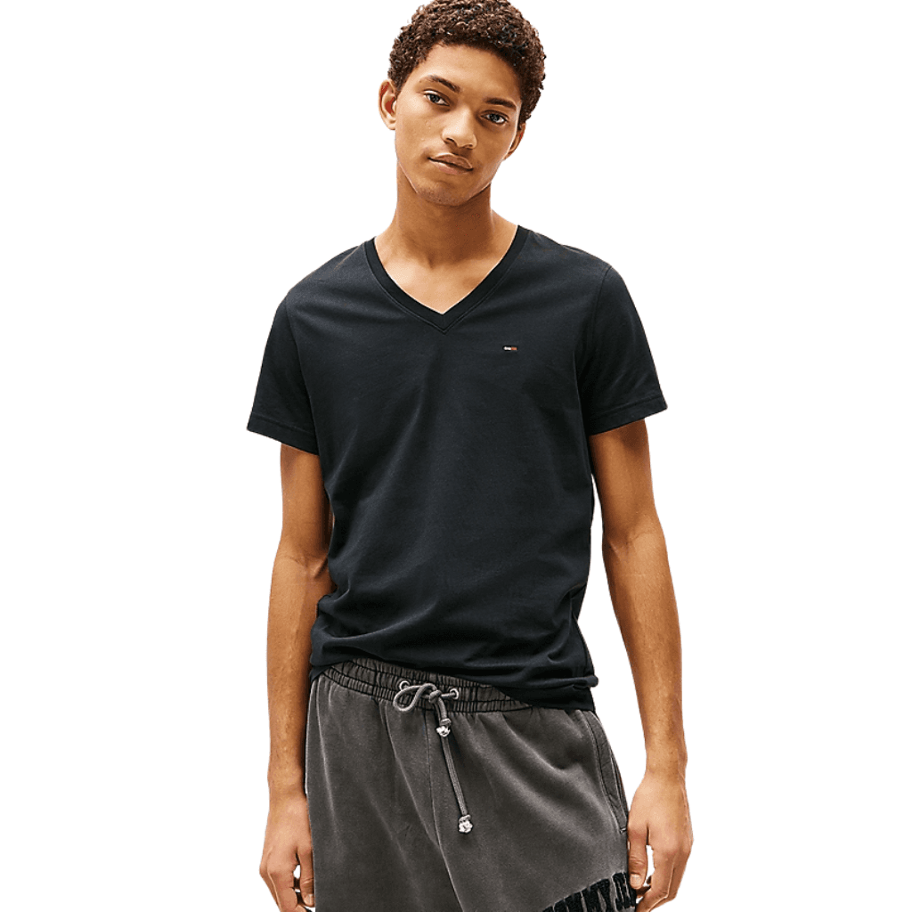 Tommy Jeans Original Jersey V Neck T-Shirt Tommy Black