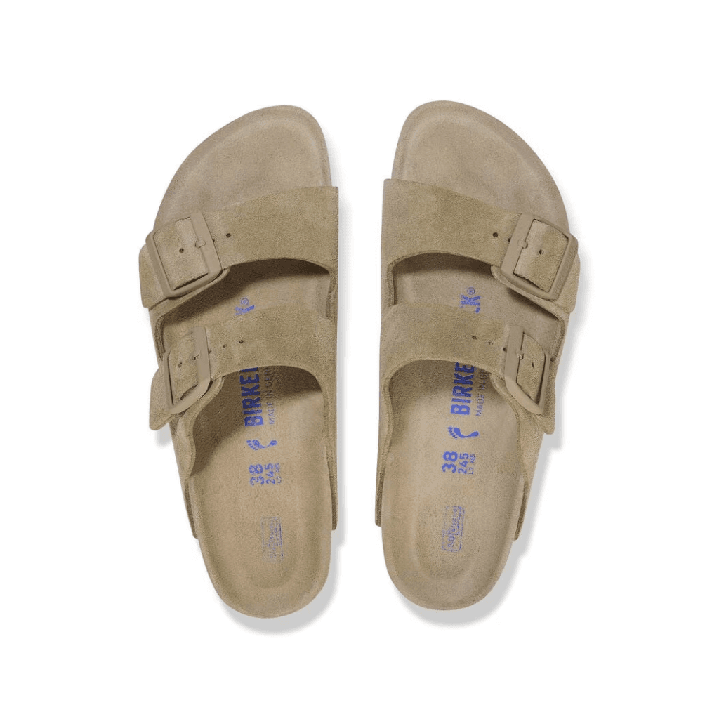 Birkenstock Arizona Soft Footbed Suede Leather Faded Khaki Narrow