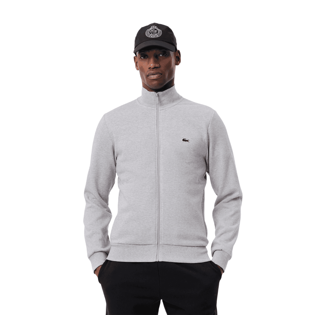 Lacoste Zip-Up High Neck Sweatshirt Silver Chine