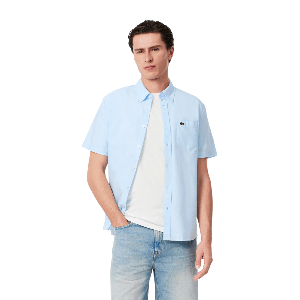 Lacoste Regular Fit Short Sleeve Oxford Shirt White/Overview
