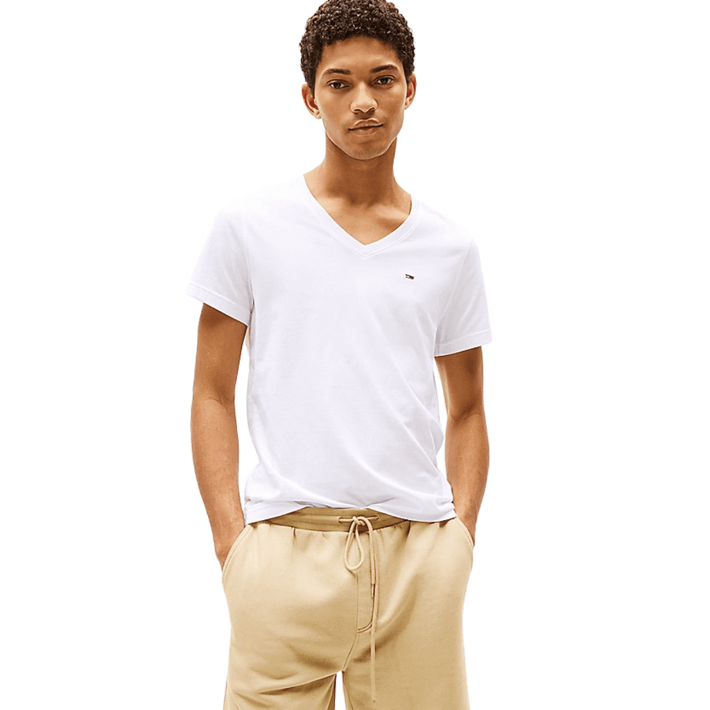 Tommy Jeans Original Jersey V Neck T-Shirt Classic White