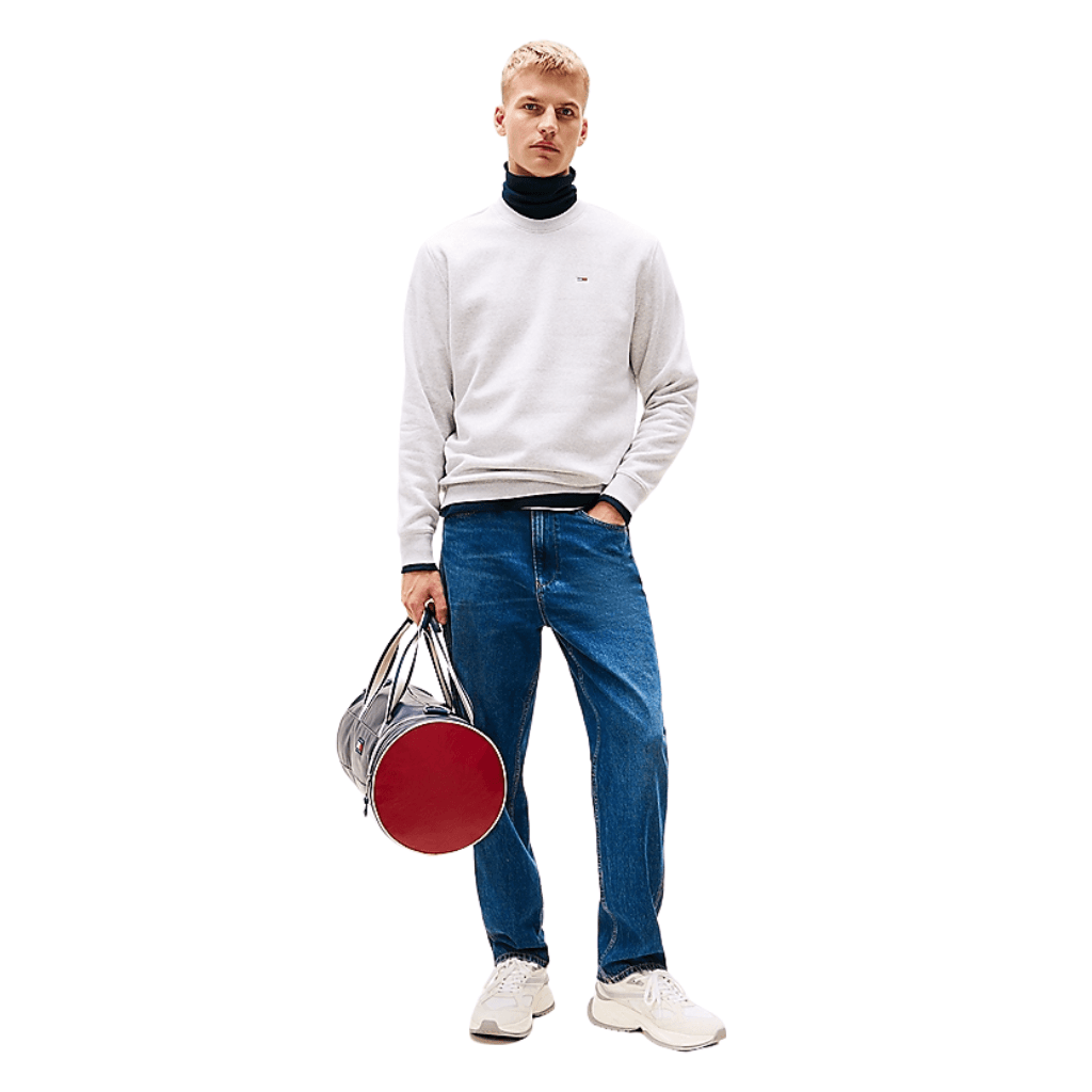 Tommy Jeans Flag Crew Neck Sweatshirt Silver Grey Heather