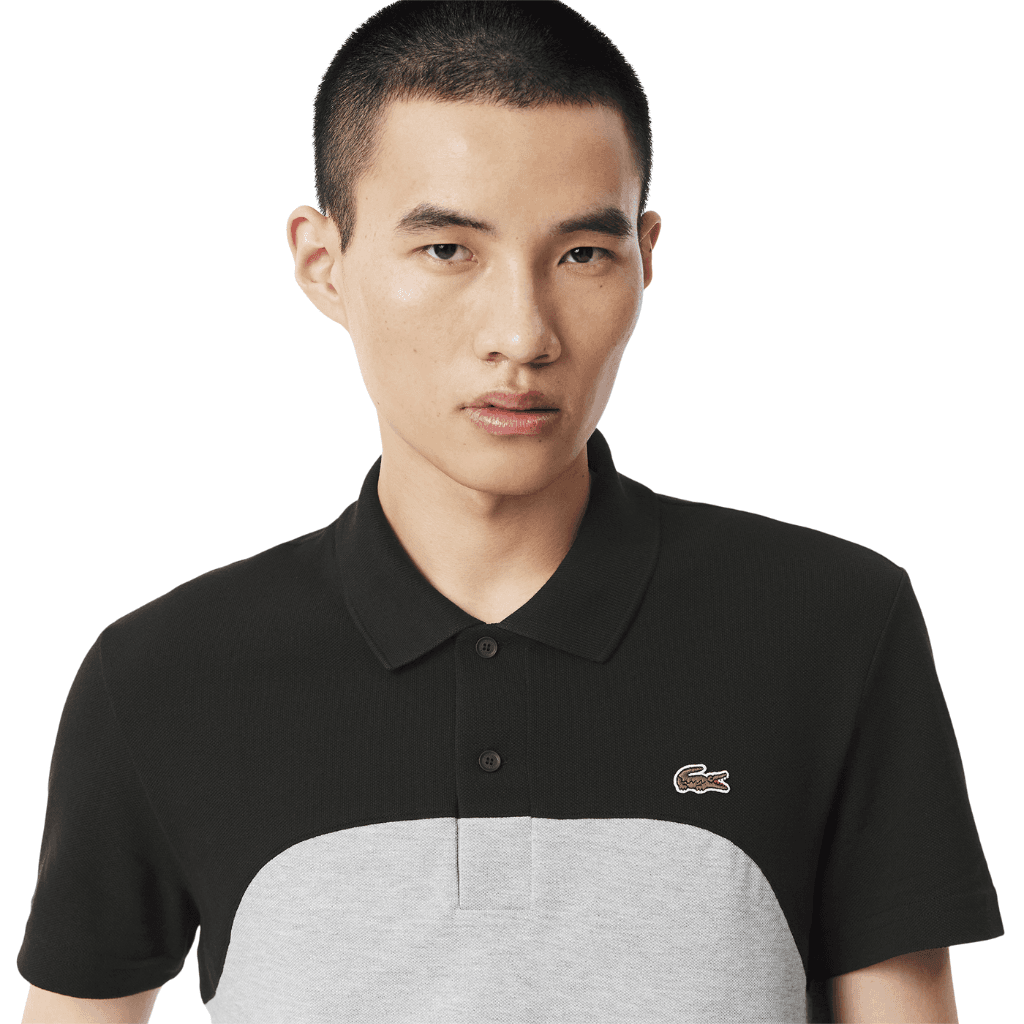 Lacoste L.12.12 Regular Fit Stretch Polo Shirt Silver Chine/Black-Black