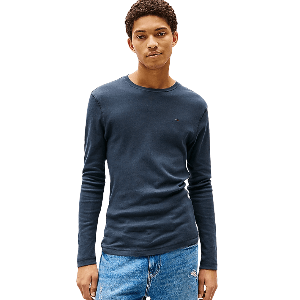 Tommy Jeans Original Rib Long Sleeve T-Shirt Black Iris