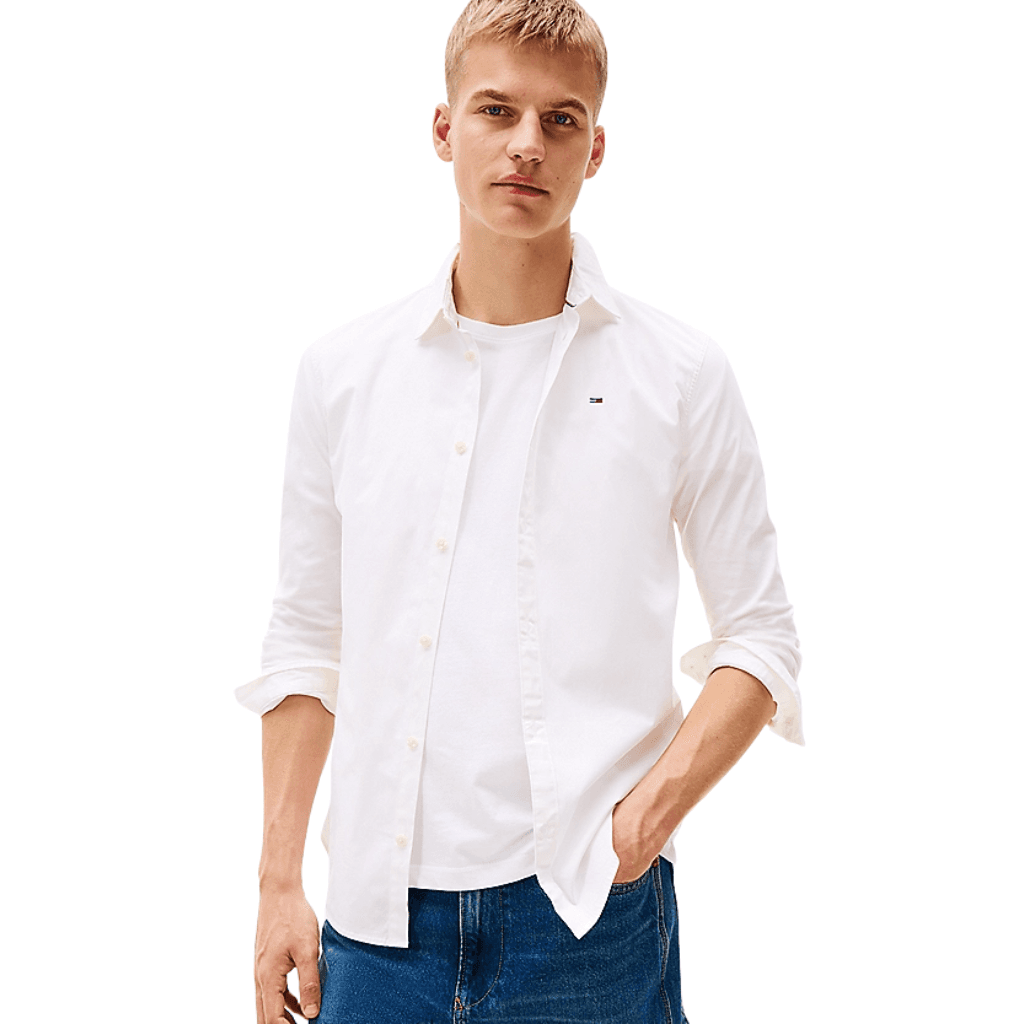 Tommy Jeans Original Stretch Slim Fit Shirt Classic White