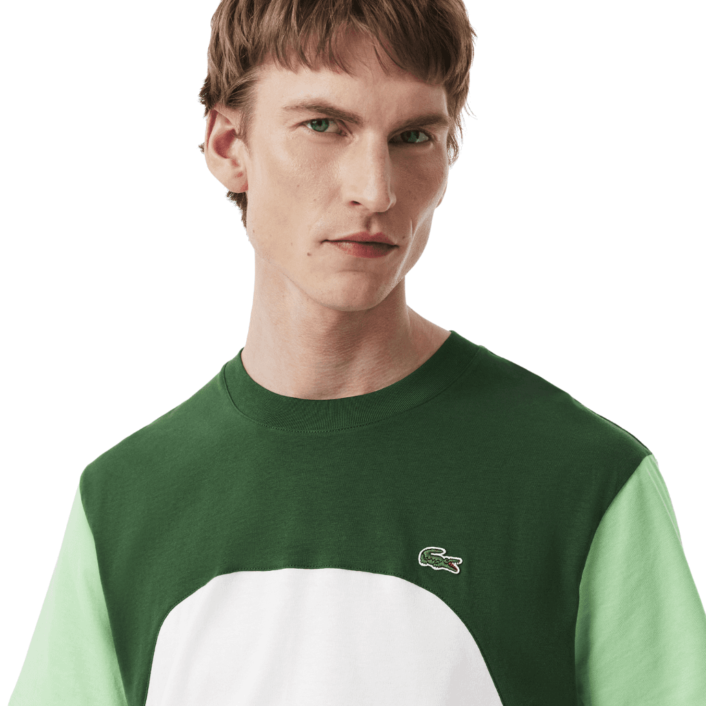 Lacoste Classic Fit Colour Block T-Shirt White/Green Liamone