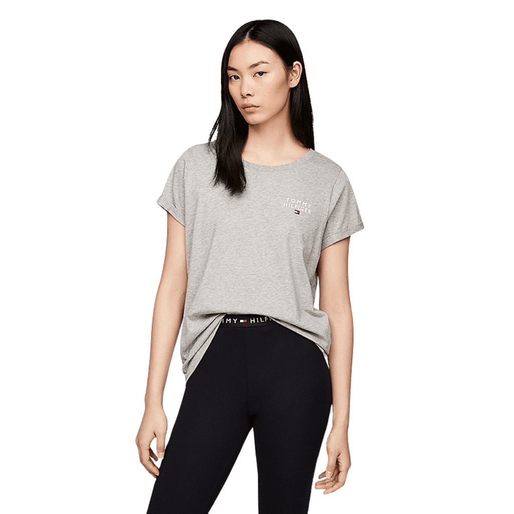 Tommy Hilfiger Logo Short Sleeve Lounge T-Shirt Light Grey Heather