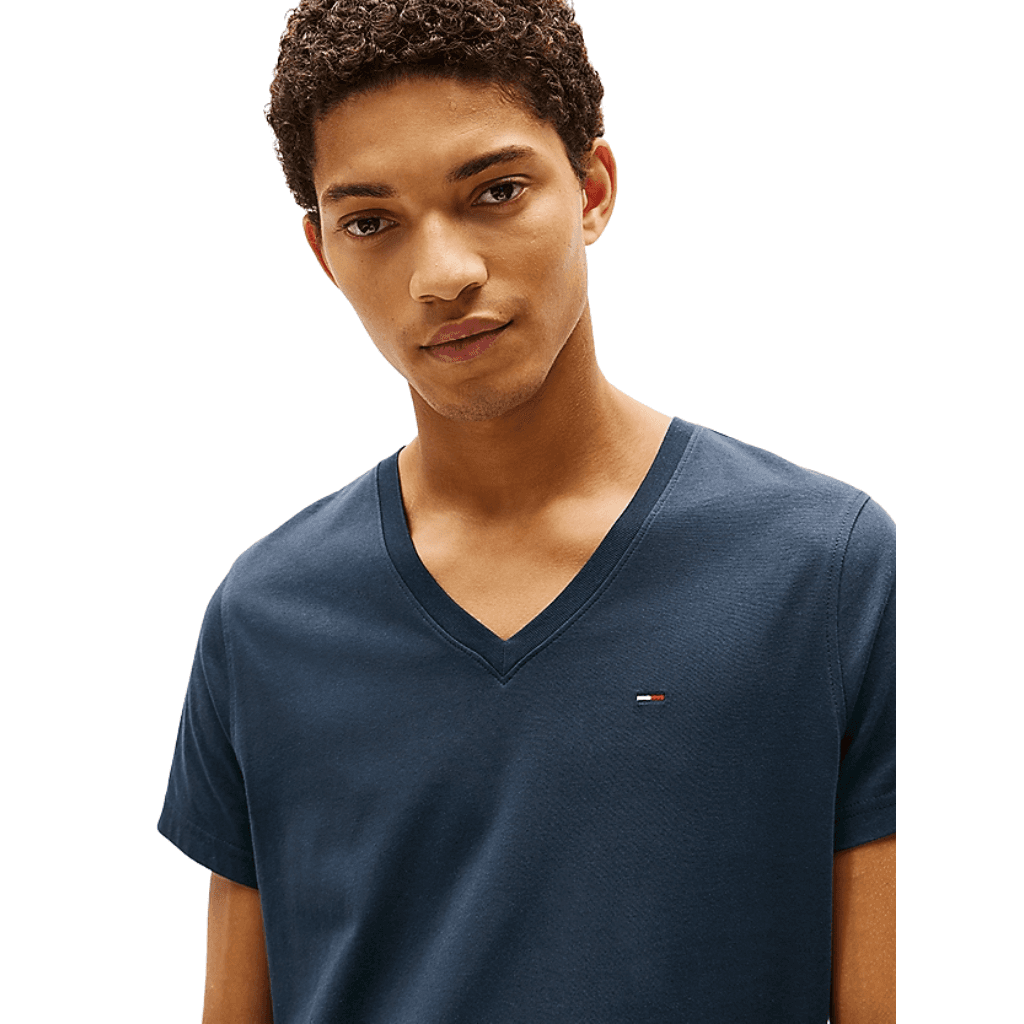 Tommy Jeans Original Jersey V Neck T-Shirt Black Iris