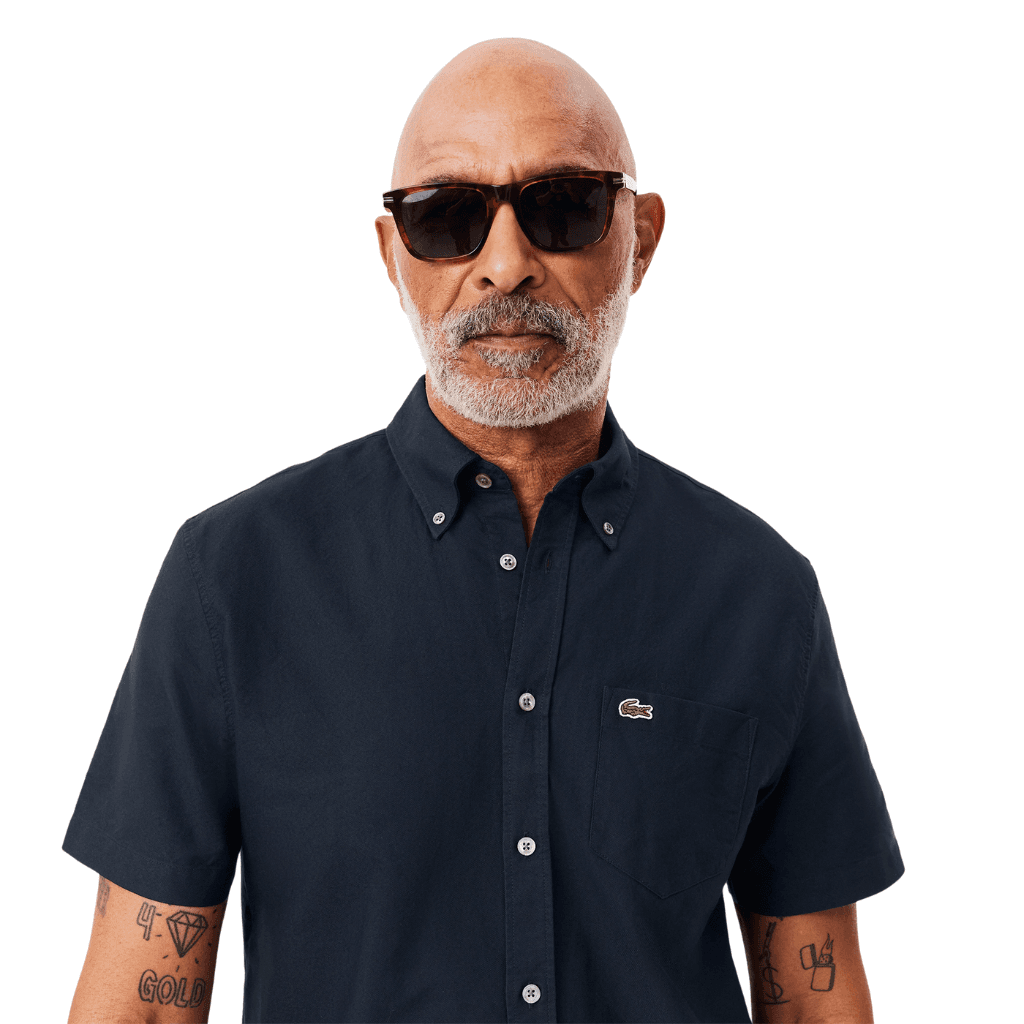 Lacoste Regular Fit Short Sleeve Oxford Shirt Navy Blue
