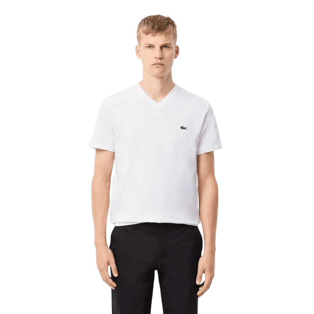Lacoste Midweight Jersey V-Neck T-Shirt White