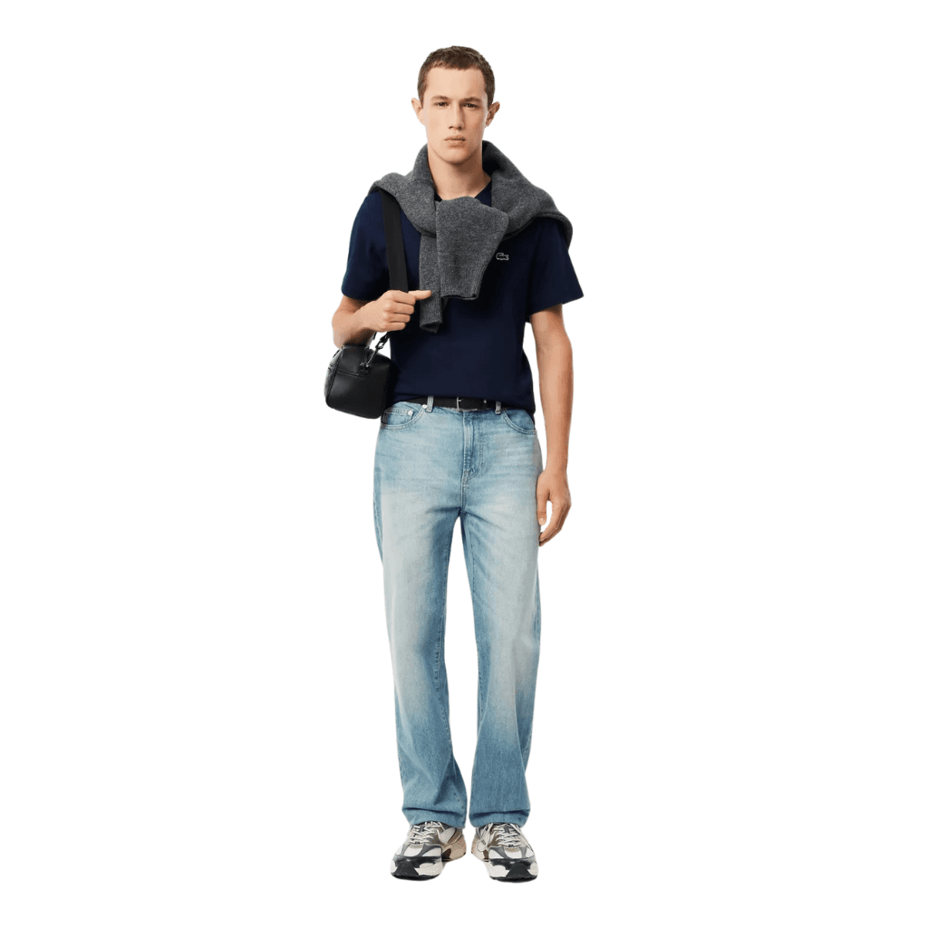 Lacoste Midweight Jersey V-Neck T-Shirt Navy Blue