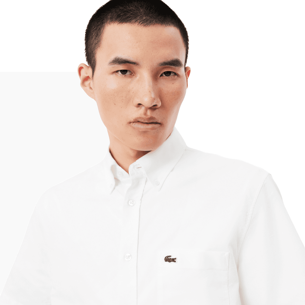 Lacoste Regular Fit Short Sleeve Oxford Shirt White
