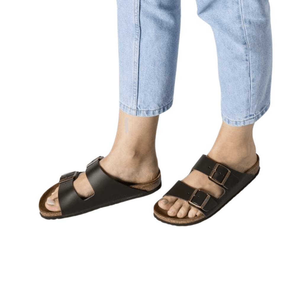 Birkenstock Arizona Natural Leather Dark Brown Narrow