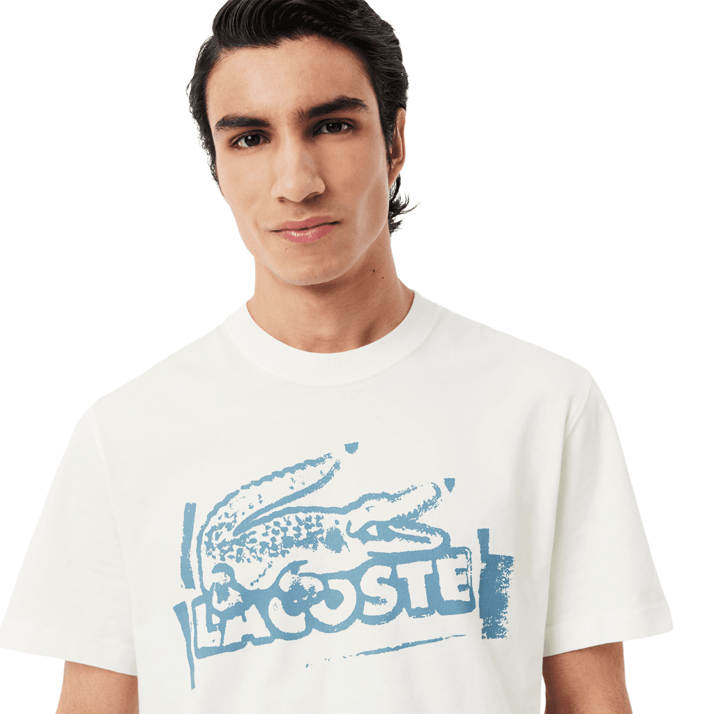 Lacoste Classic Fit Print Jersey T-Shirt Flour/Limestone
