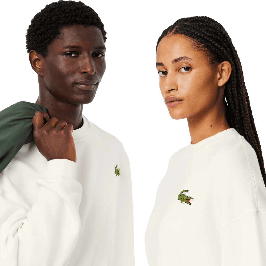 Lacoste Loose Fit Badge Fleece Sweatshirt Flour