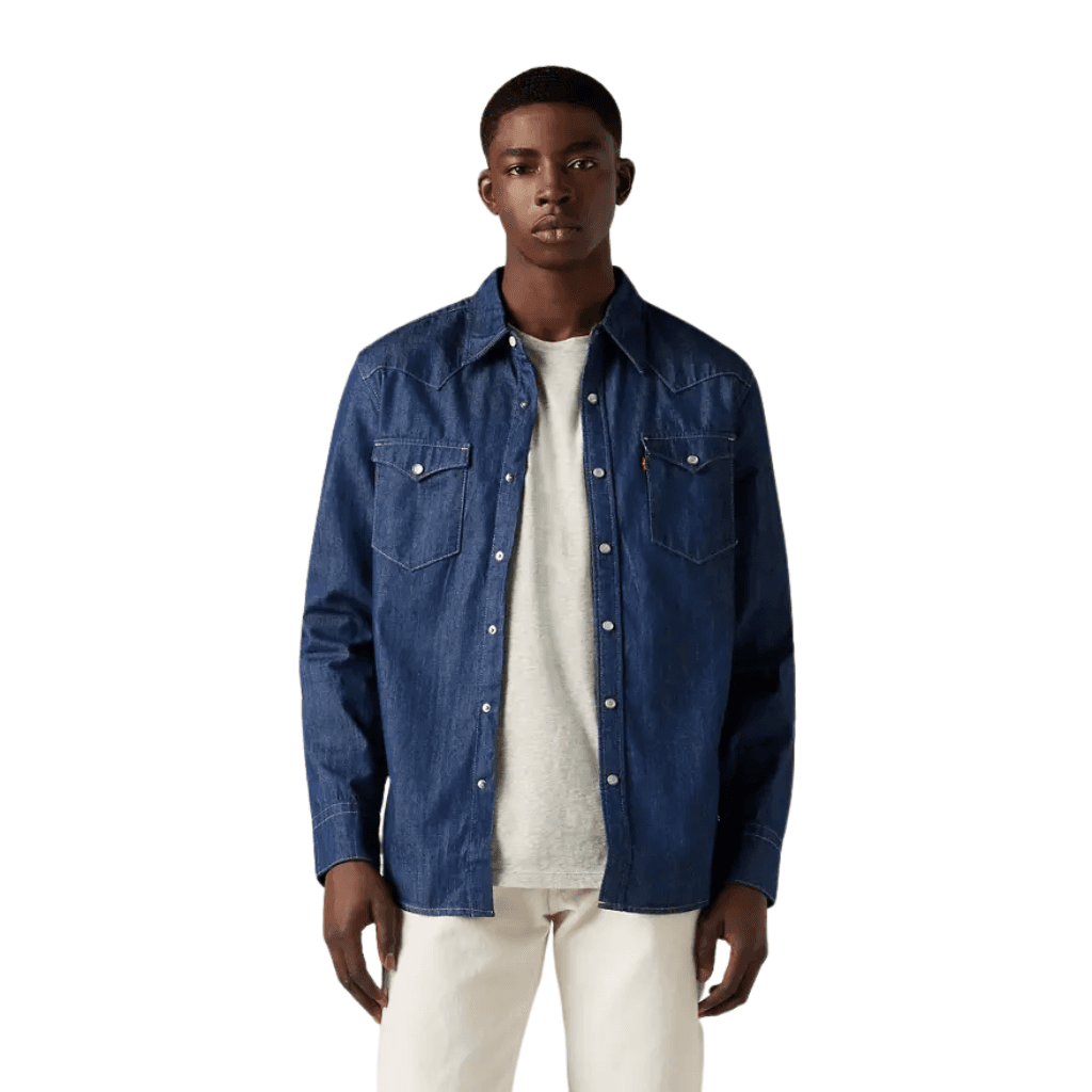 Levi's Barstow Standard Western Shirt Red Cast Rinse Marbled Blue