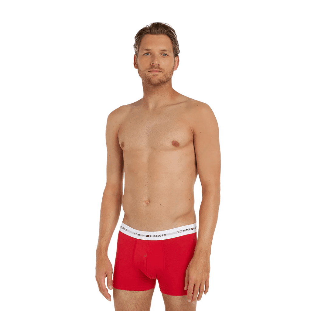 Tommy Hilfiger 3 Pack Trunks Dessert Sky/White/Primary Red