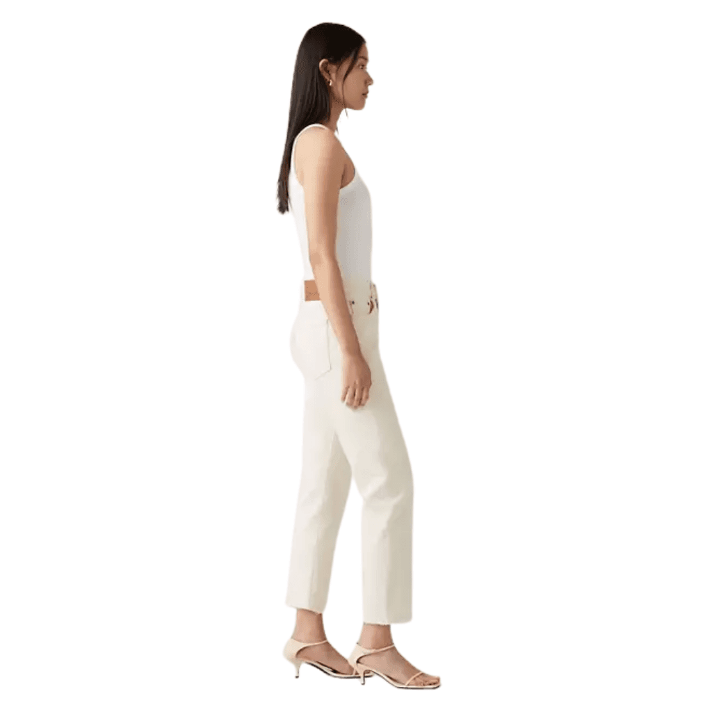 Levi's 501 Crop Jeans Ecru Booper No Damage
