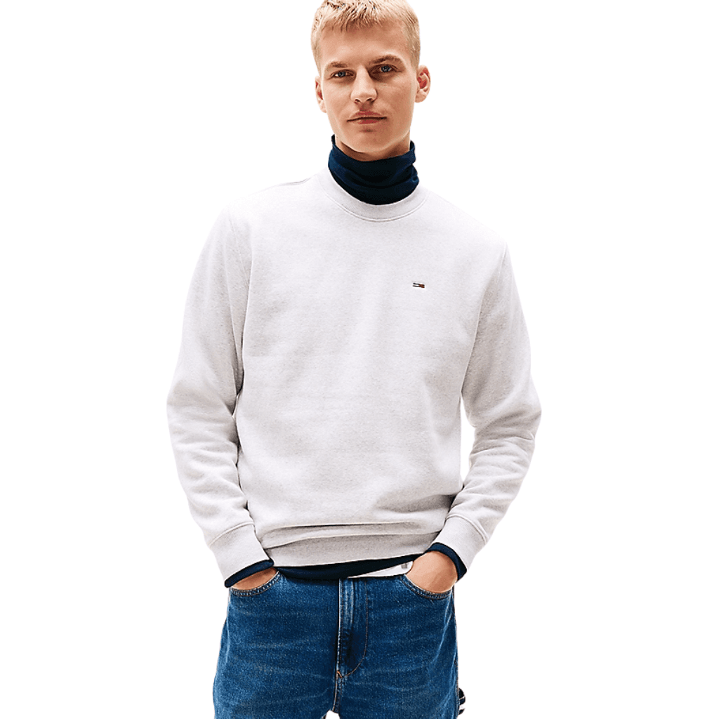 Tommy Jeans Flag Crew Neck Sweatshirt Silver Grey Heather