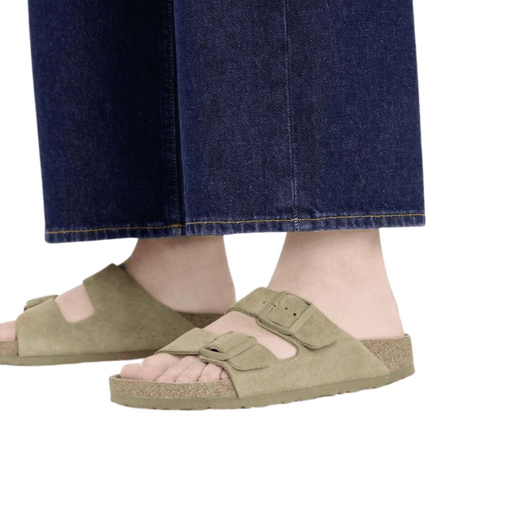 Birkenstock Arizona Soft Footbed Suede Leather Faded Khaki Narrow