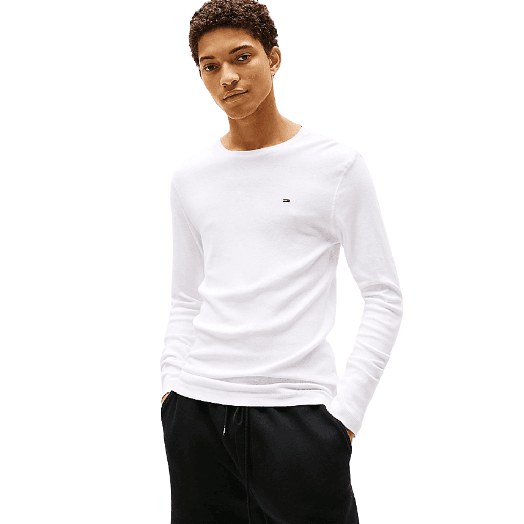 Tommy Jeans Original Rib Long Sleeve T-Shirt Classic White