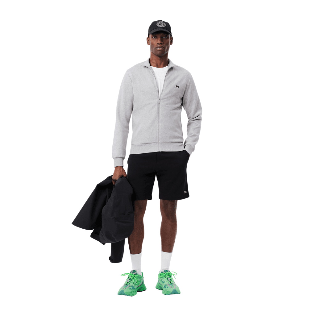 Lacoste Zip-Up High Neck Sweatshirt Silver Chine