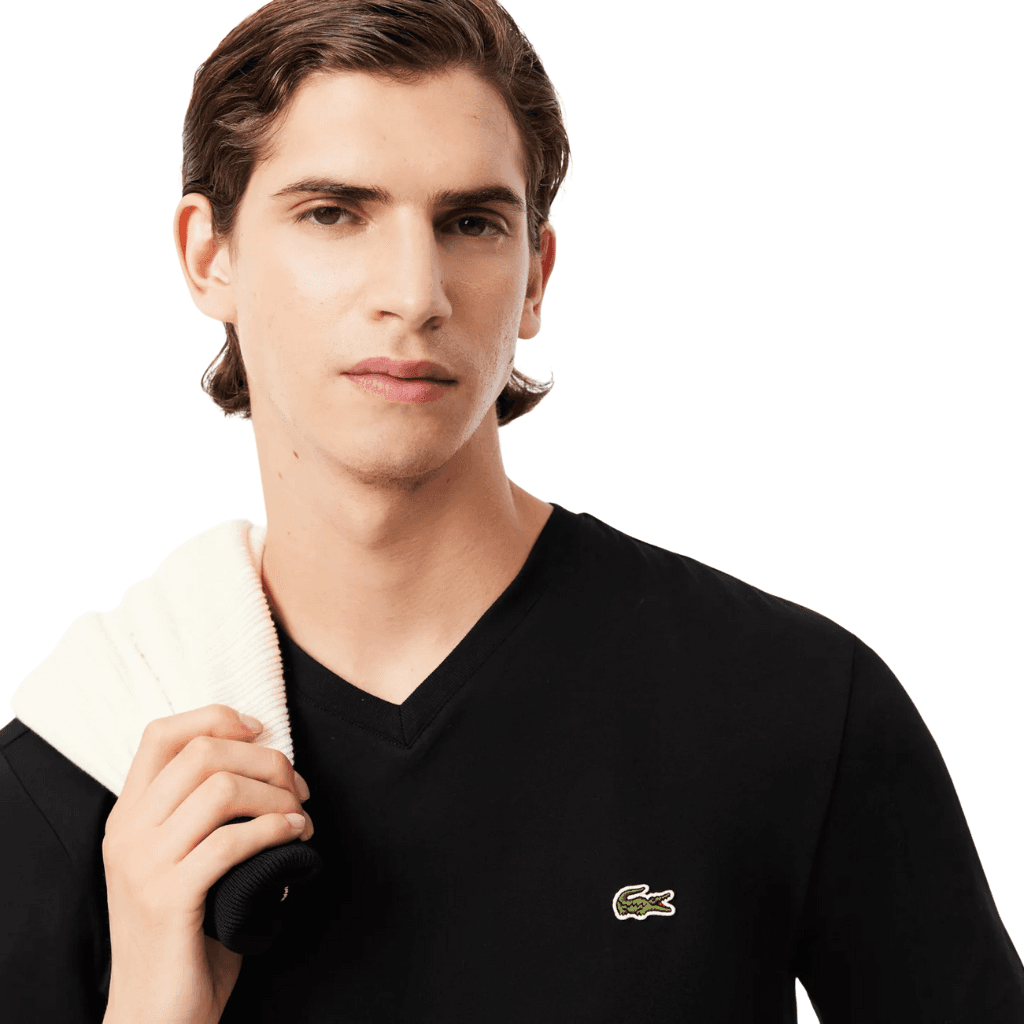 Lacoste Midweight Jersey V-Neck T-Shirt Black