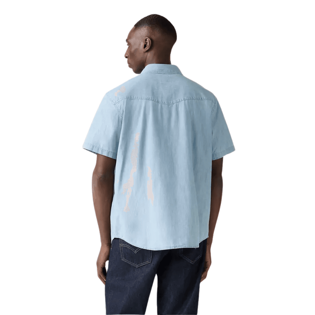 Levi's Short Sleeve Western Shirt New Hyde Chambray Blue