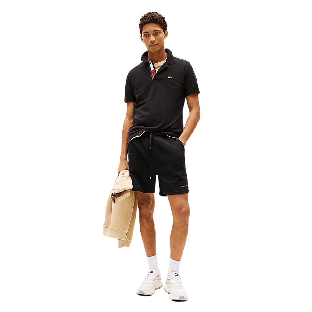 Tommy Jeans Slim Placket Polo Shirt Black