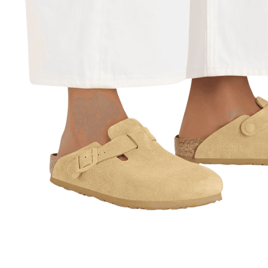 Birkenstock Boston Suede Leather Latte Cream Narrow