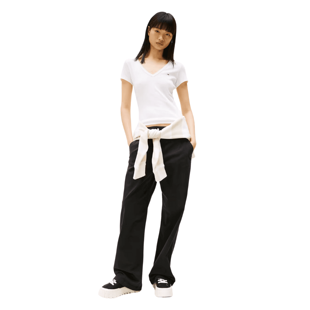Tommy Jeans Essential V Neck Slim Fit T-Shirt White