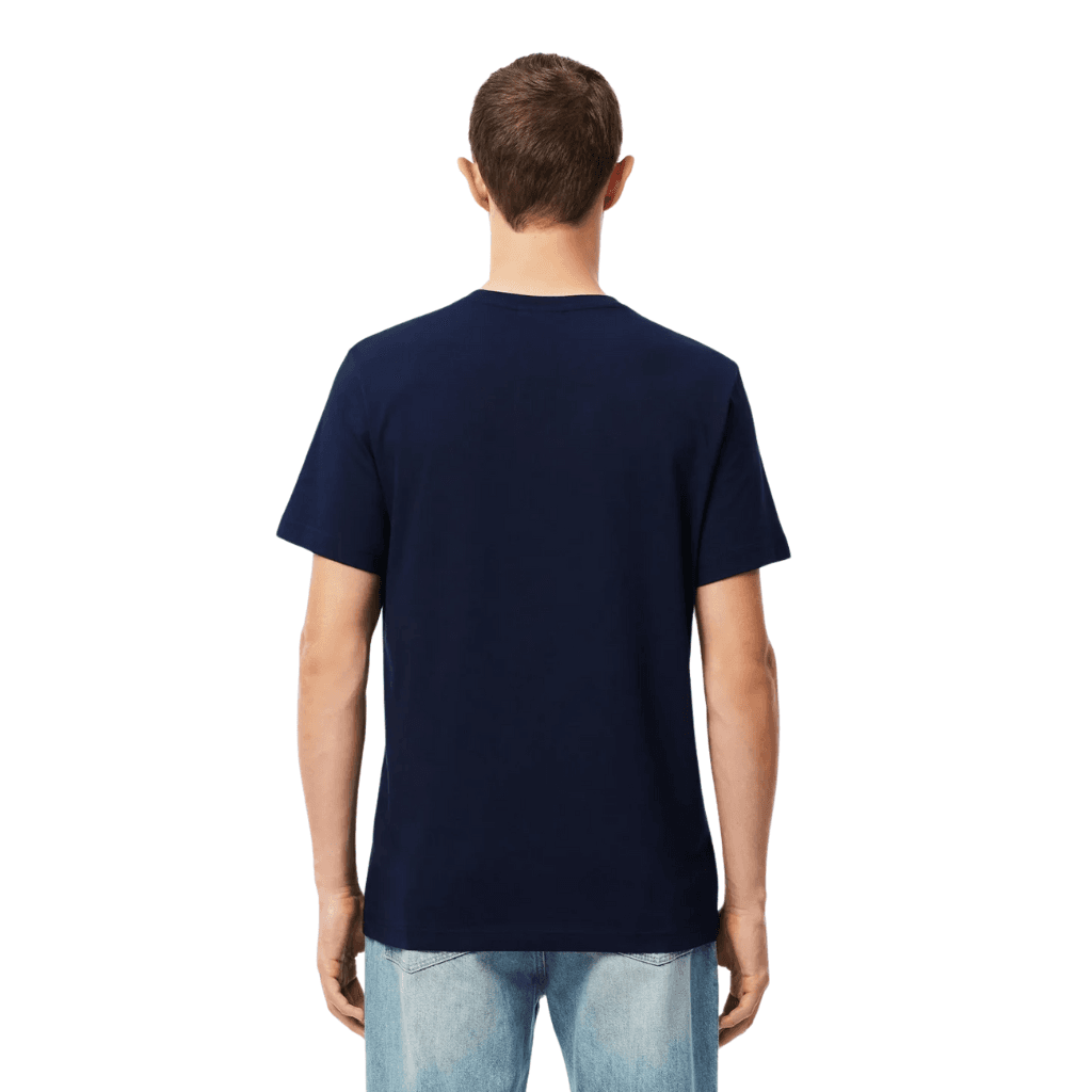 Lacoste Midweight Jersey V-Neck T-Shirt Navy Blue