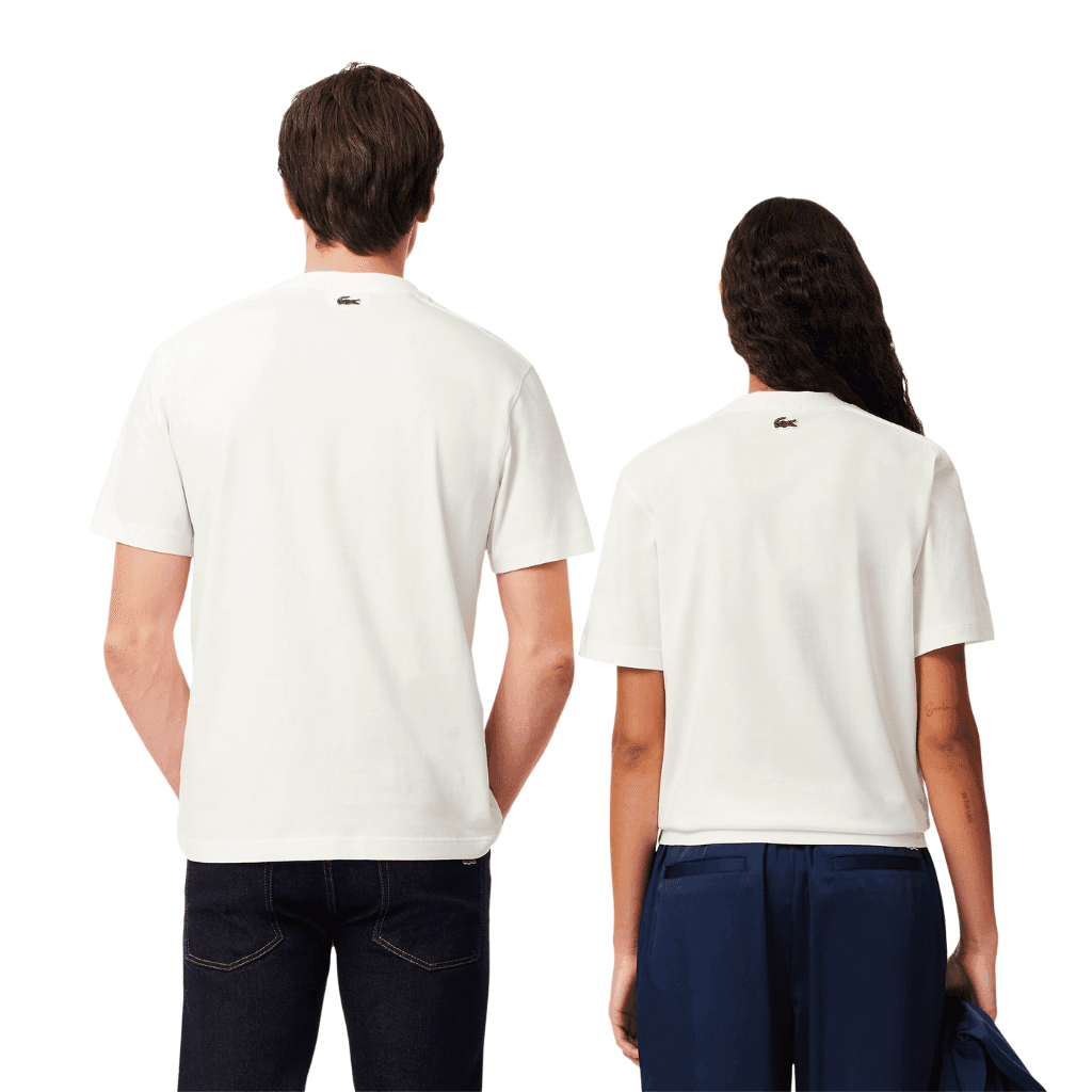 Lacoste Signature Print Cotton T-Shirt Flour