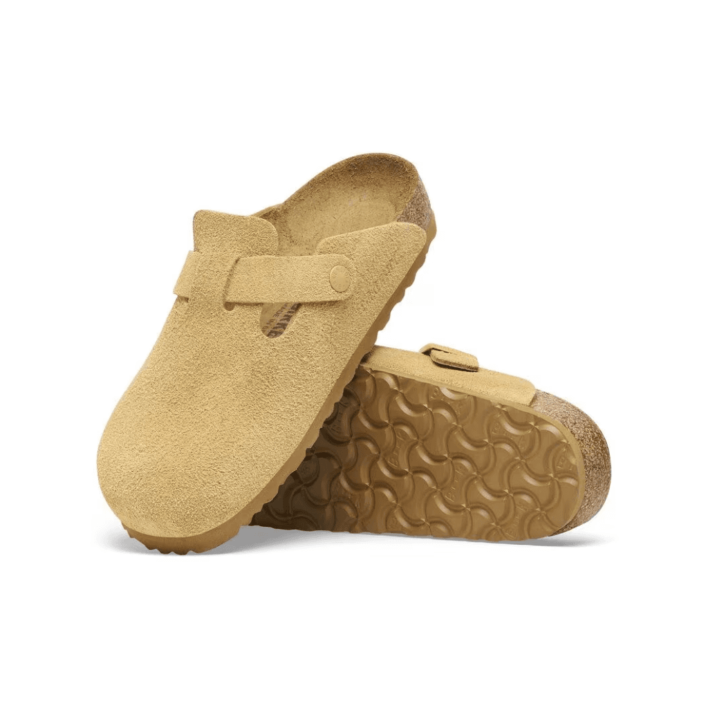 Birkenstock Boston Suede Leather Latte Cream Narrow
