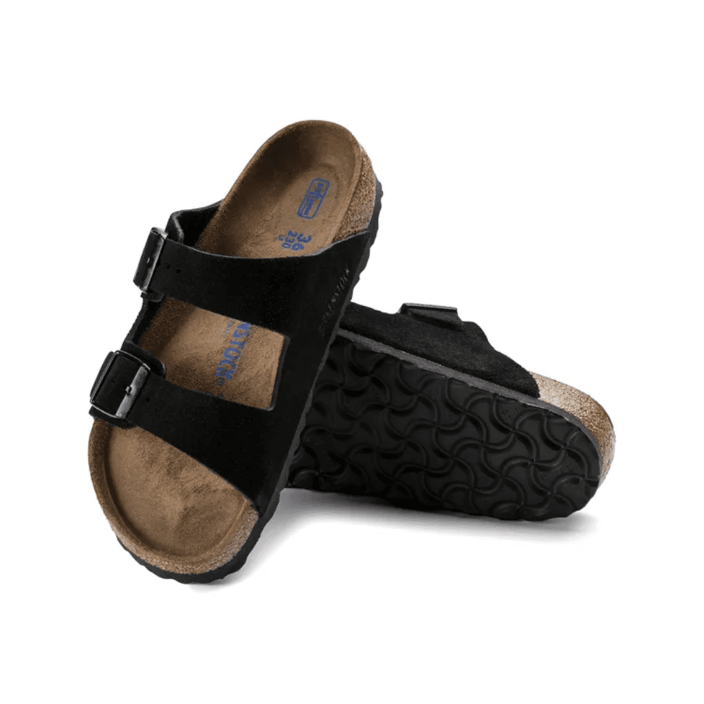 Birkenstock Arizona Soft Footbed Suede Leather Black Narrow