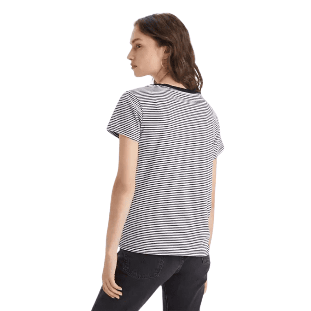 Levi's Perfect V Neck Tee Annalise Stripe Cloud Dancer