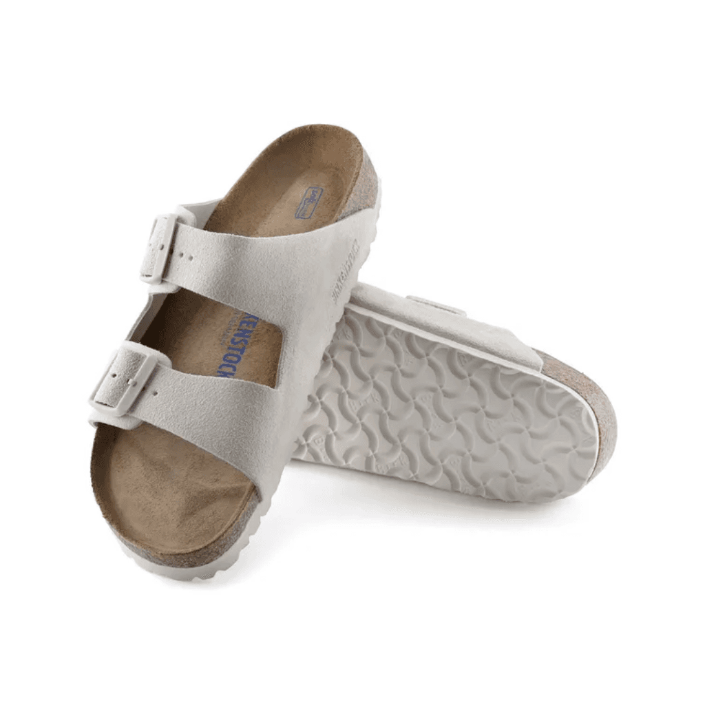 Birkenstock Arizona Soft Footbed Suede Leather Antique White Regular