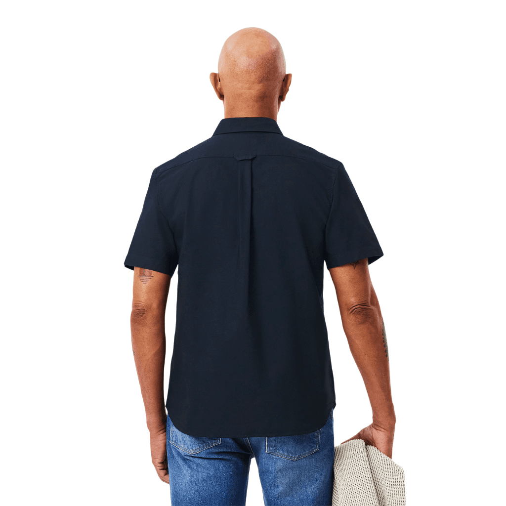 Lacoste Regular Fit Short Sleeve Oxford Shirt Navy Blue