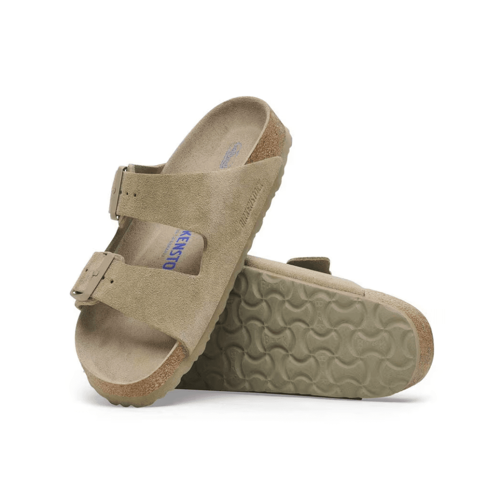 Birkenstock Arizona Soft Footbed Suede Leather Faded Khaki Narrow