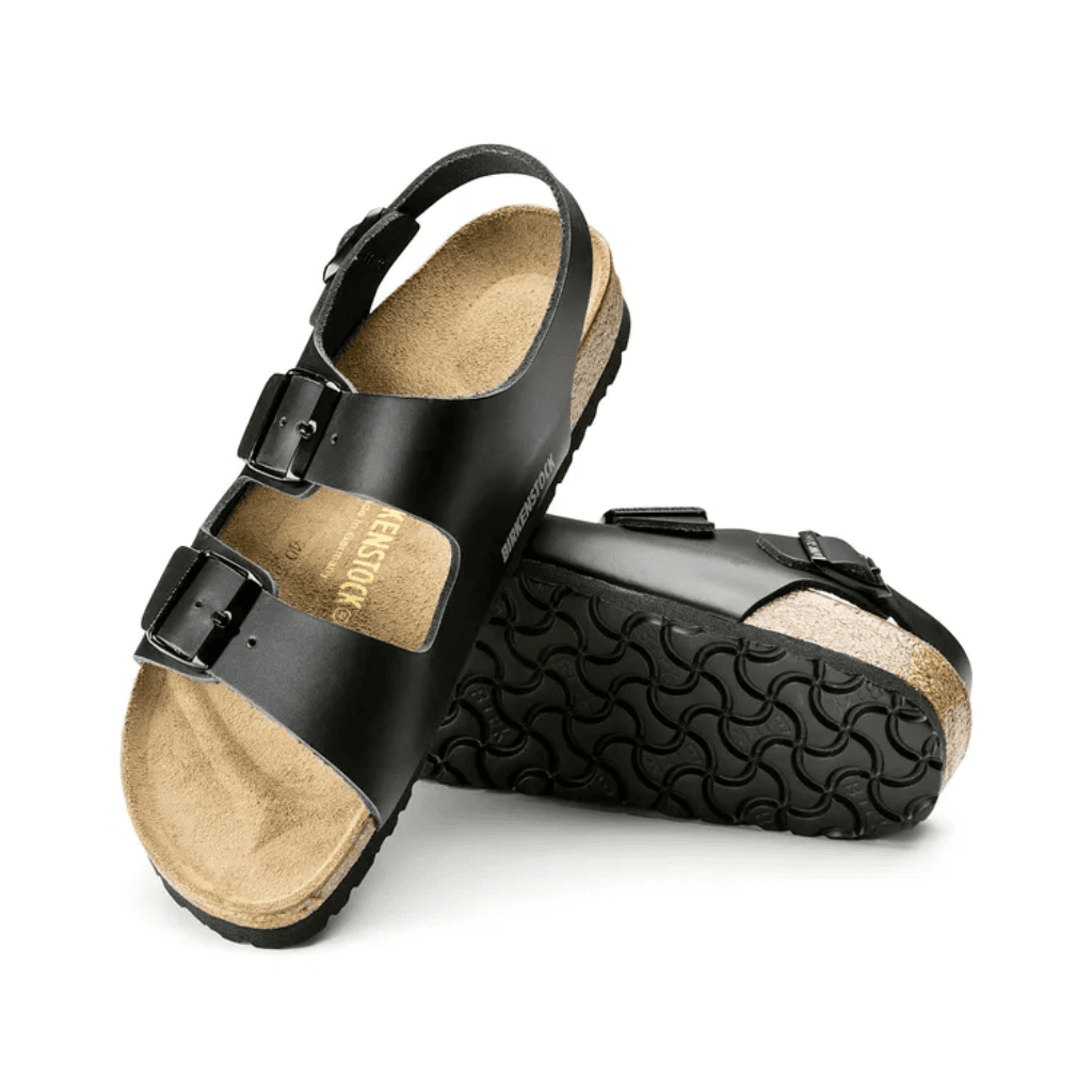 Birkenstock Milano Natural Leather Black Narrow