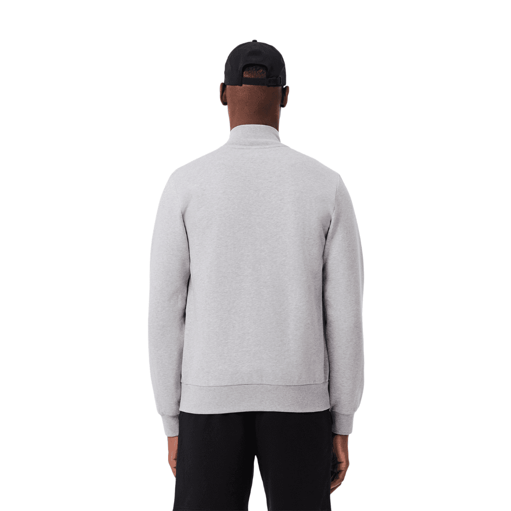 Lacoste Zip-Up High Neck Sweatshirt Silver Chine